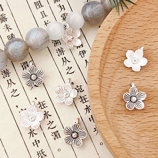 Vintage alloy flower pendant Xizang silver antique silver hand-woven diy necklace bracelet jewelry accessories material