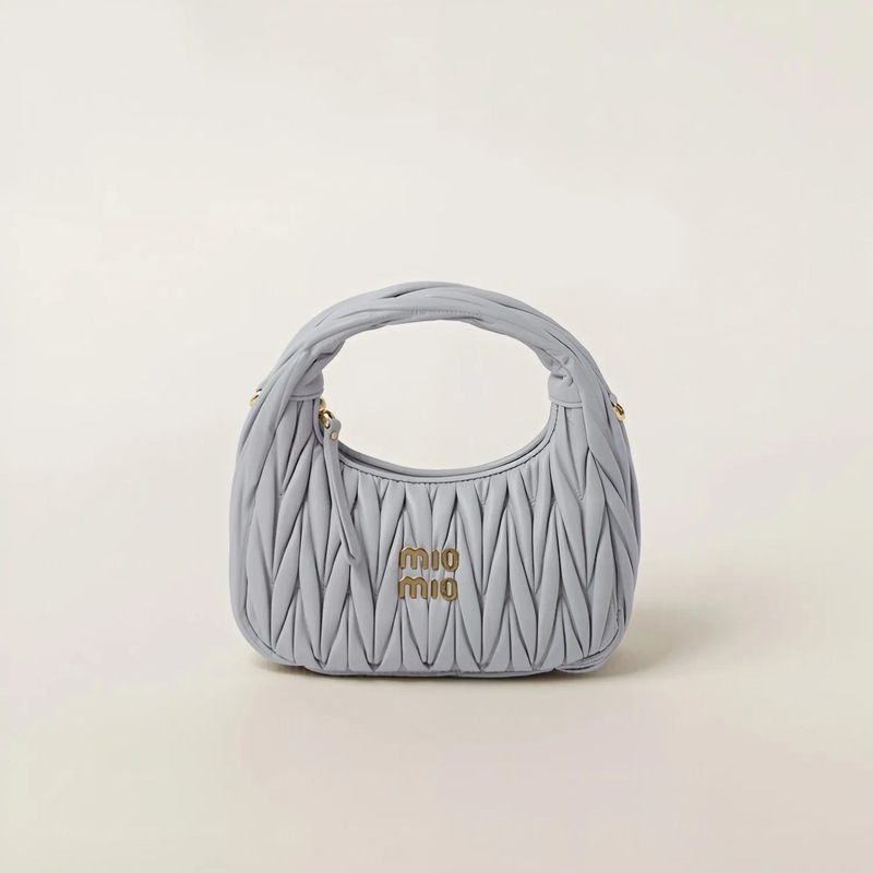在庫あり miu ボウリングバッグ レディース テクスチャー ホーボー プリーツ クレセントバッグ ポータブル バゲットバッグ 脇バッグ クラウドバッグ|undefined