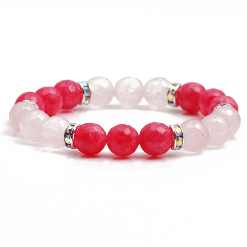 Europa y América simple transfronteriza 10mm corte Rosa cristal cuentas pulsera de piedra natural pulsera de cuentas pulsera del Día de la madre para las mujeres