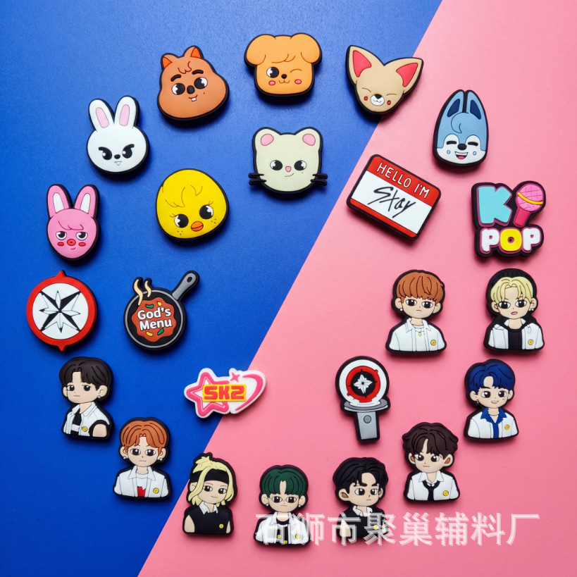 Stray Kids男团鞋花洞洞鞋鞋扣卡通创意可拆卸PVC软胶鞋扣配件
