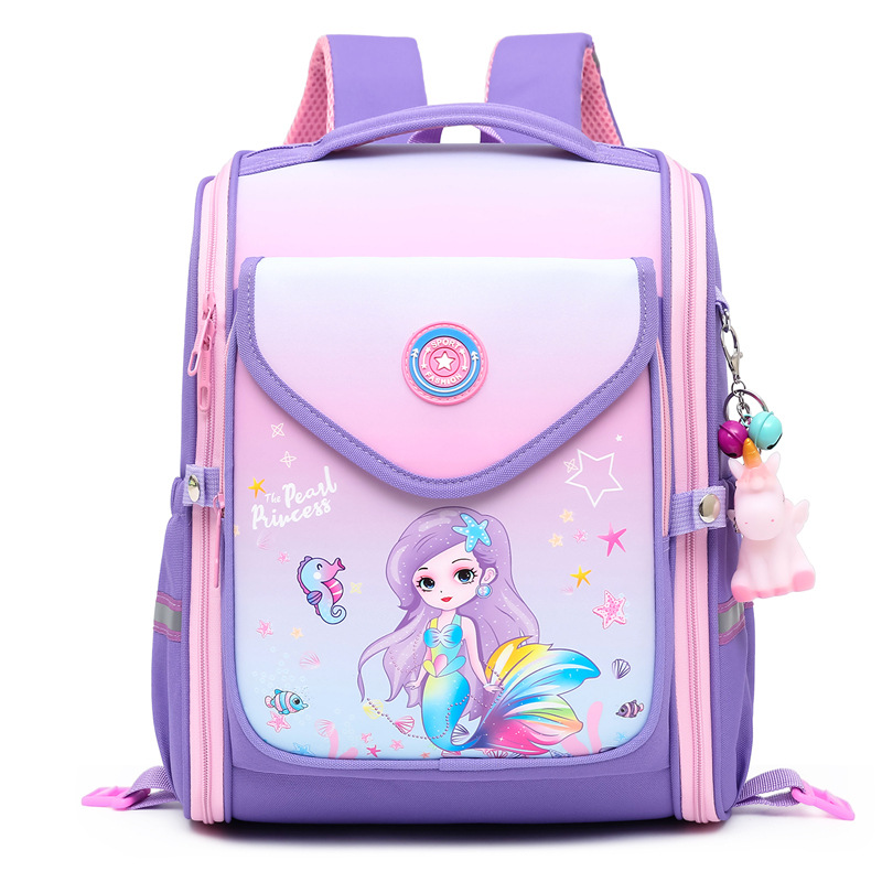 Mochila escolar con ruedas para estudiantes de primaria, mochila infantil con ruedas que reduce el peso y protege la columna vertebral, mochila escolar de sirena para niñas de primer grado