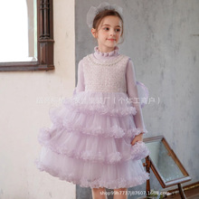 女童毛衣裙两件套求儿童秋冬天使翅膀蓬蓬裙蛋糕裙生日礼服裙套装