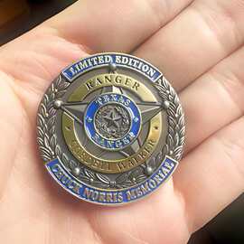 现货高端ChuckNorrisTexas Ranger Memorial Pin德州骑警纪念徽章