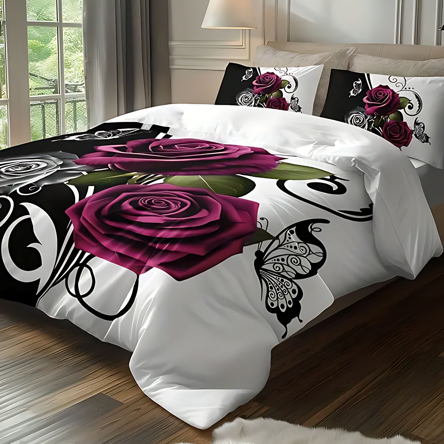 TEMU / JIT flores de mariposa impresión digital 3D edredón fuente de fabricante de ropa de cama