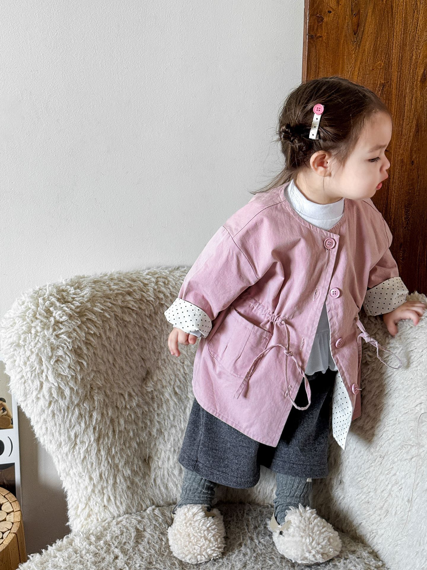Sugar Pear ropa infantil abrigo abrigo de niñas estilo extranjero ropa de otoño de moda 2025 nuevo cardigan de manga larga ropa de bebé
