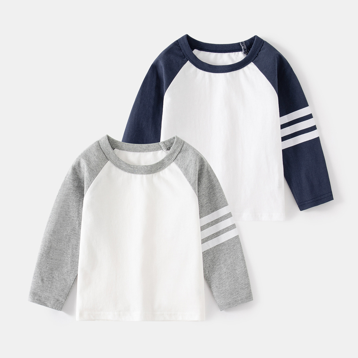 White spring children's long-sleeve for boys with a round collar