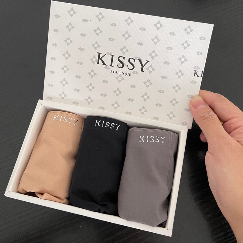 New Kissy Thin Seaweed Bottom Anti-bacterial Traceless Middle Waist Three Boxed Quantum Chip Women's Underwear