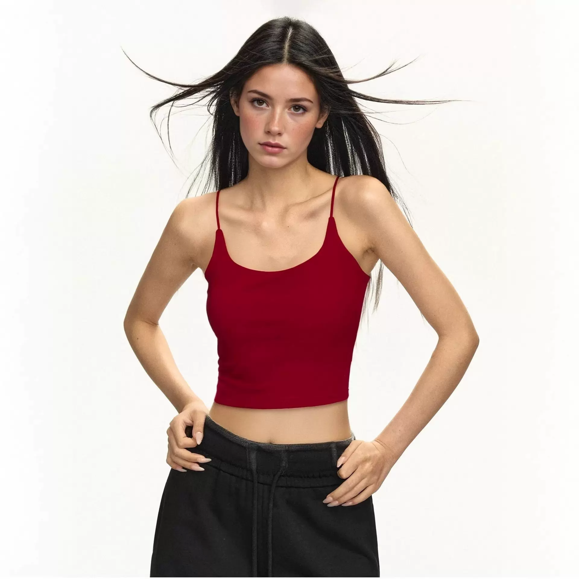 红色小吊带背心女内搭带胸垫美背文胸一体式抹胸露背外穿打底上衣