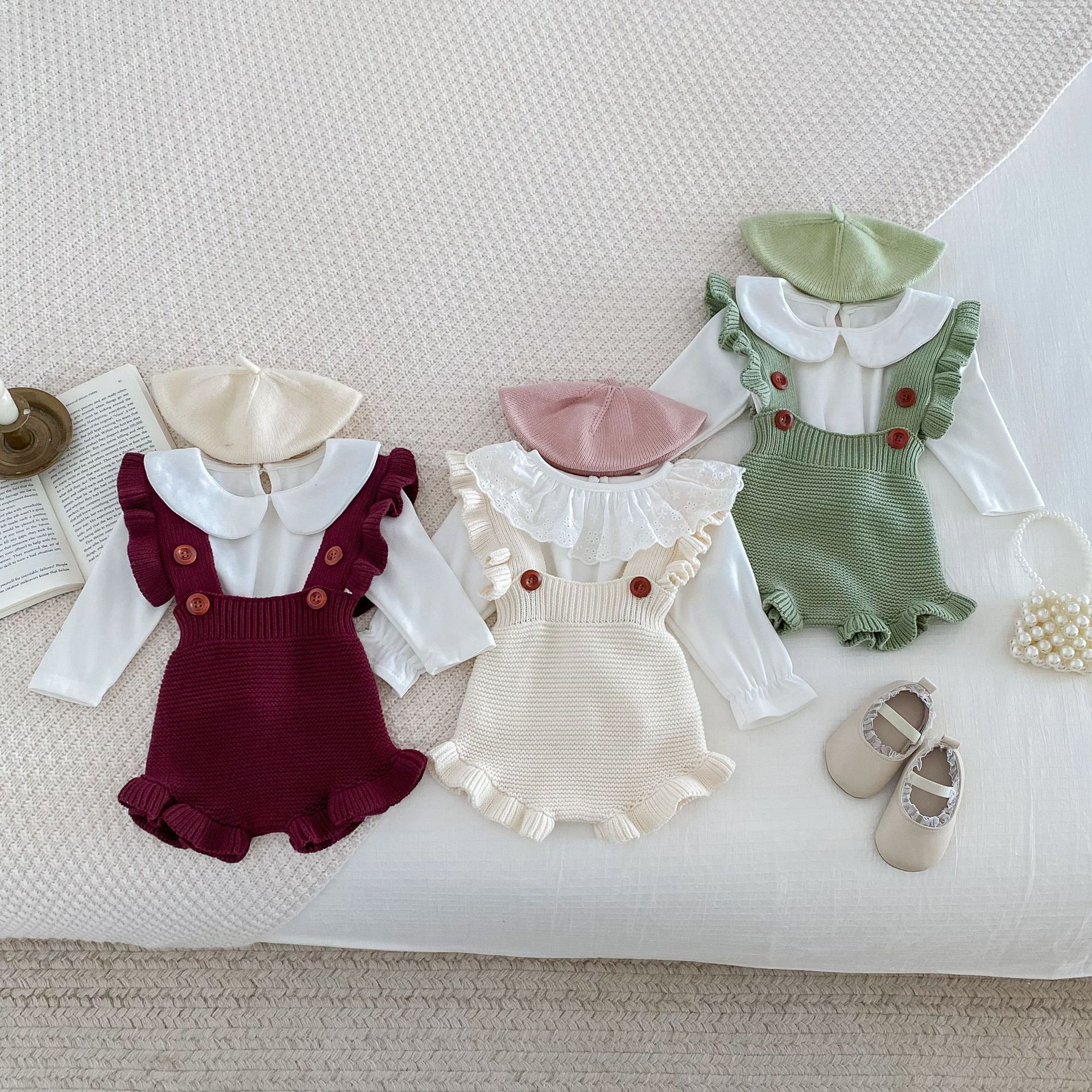 96g Weight Romper Children's Clothing Type Shorts Pants Length Cotton Fabric Type Mid Waist Waist Line Baby(0-2Years) Age Group Holiday, Daily, Selfie Occasion Regular Fit Fit Type Solid Color Pattern Spring, Autumn Season Baby Girl'S Gender Elegant, Cute Style Elegant Cute Solid Color Cotton Pants & Leggings 无