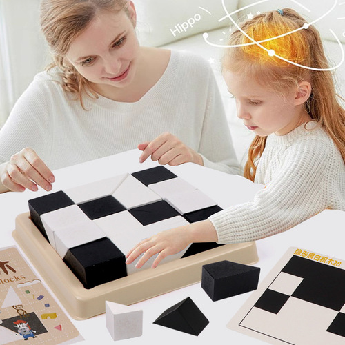 Intelligence-hiding block puzzle toy for children to develop spatial thinking and imagination skills, parent-child interactive desk game
