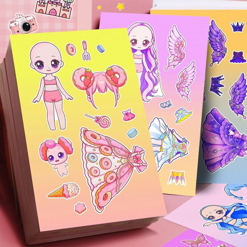 Cute and Adorable Magical Dreamy Princess Dress-Up Stickers Children's Cartoon Educational Toys Creative Stress-Relief Collage Stickers Cute and Adorable Magical Dreamy Princess Dress-Up Stickers Children's Cartoon Educational Toys Creative Stress-Relief Collage Stickers