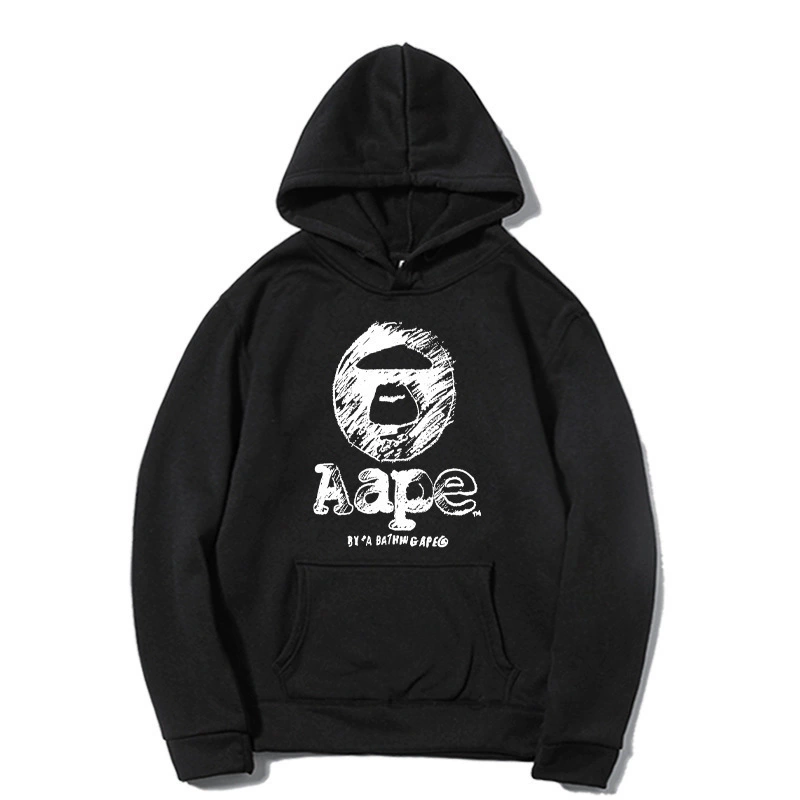 Трансграничная европейская и американская новая модная толстовка с капюшоном на флисовой подкладке A1APE для мужчин и женщин с теплопередачей W