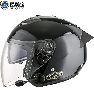 Motorcycle Safety Supplies — Helmet Bluetooth Helmet Helmet Men's - bright-black-double-lens-black-tail-m