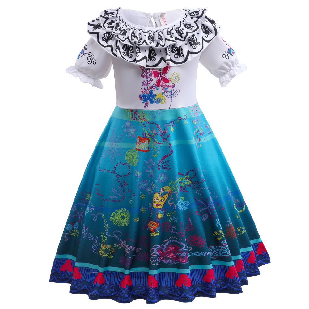 Fashion Flower Printing Spandex Polyester Girls Dresses display picture 11