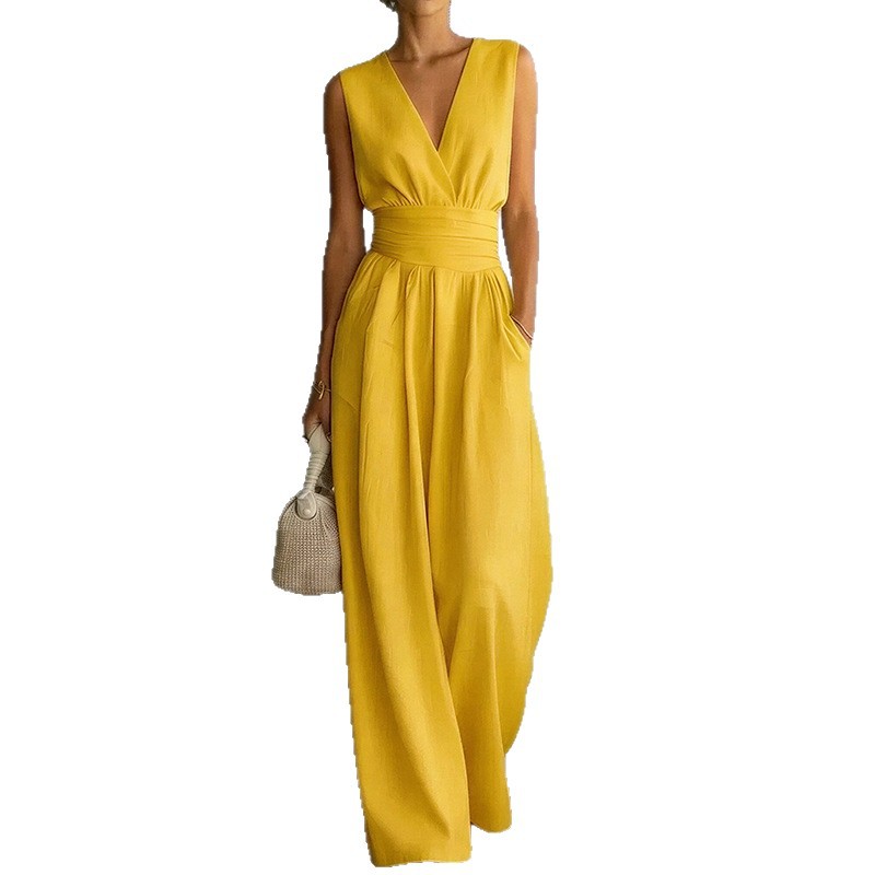 2026 primavera nuevo comercio exterior transfronterizo Europa y América ropa de mujer de moda casual color sólido sin mangas camiseta de piernas anchas image 6