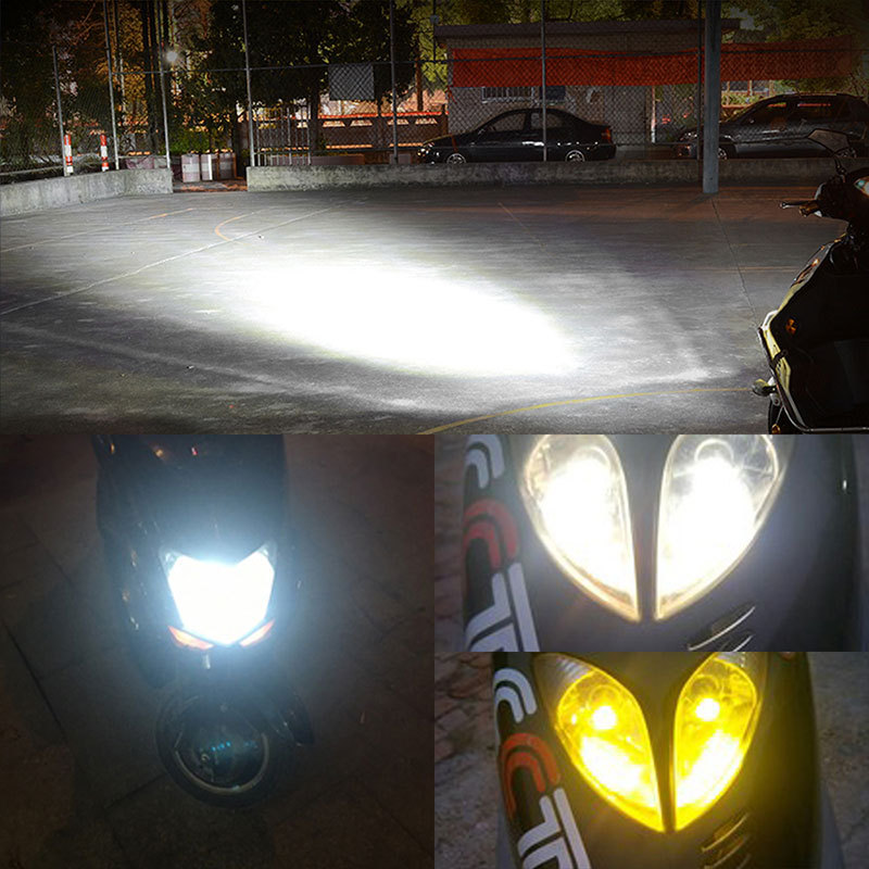 Motorcycle Headlight High-Brightness White and Yellow Led Motorcycle Electric Vehicle H6H4Ba20Dp15D Super Bright Waterproof High and Low Beam