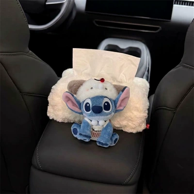 Seat-Mounted Car Tissue Bag, Cute – Car tissue box/set - standard-puppy-hat-sitting-stitch