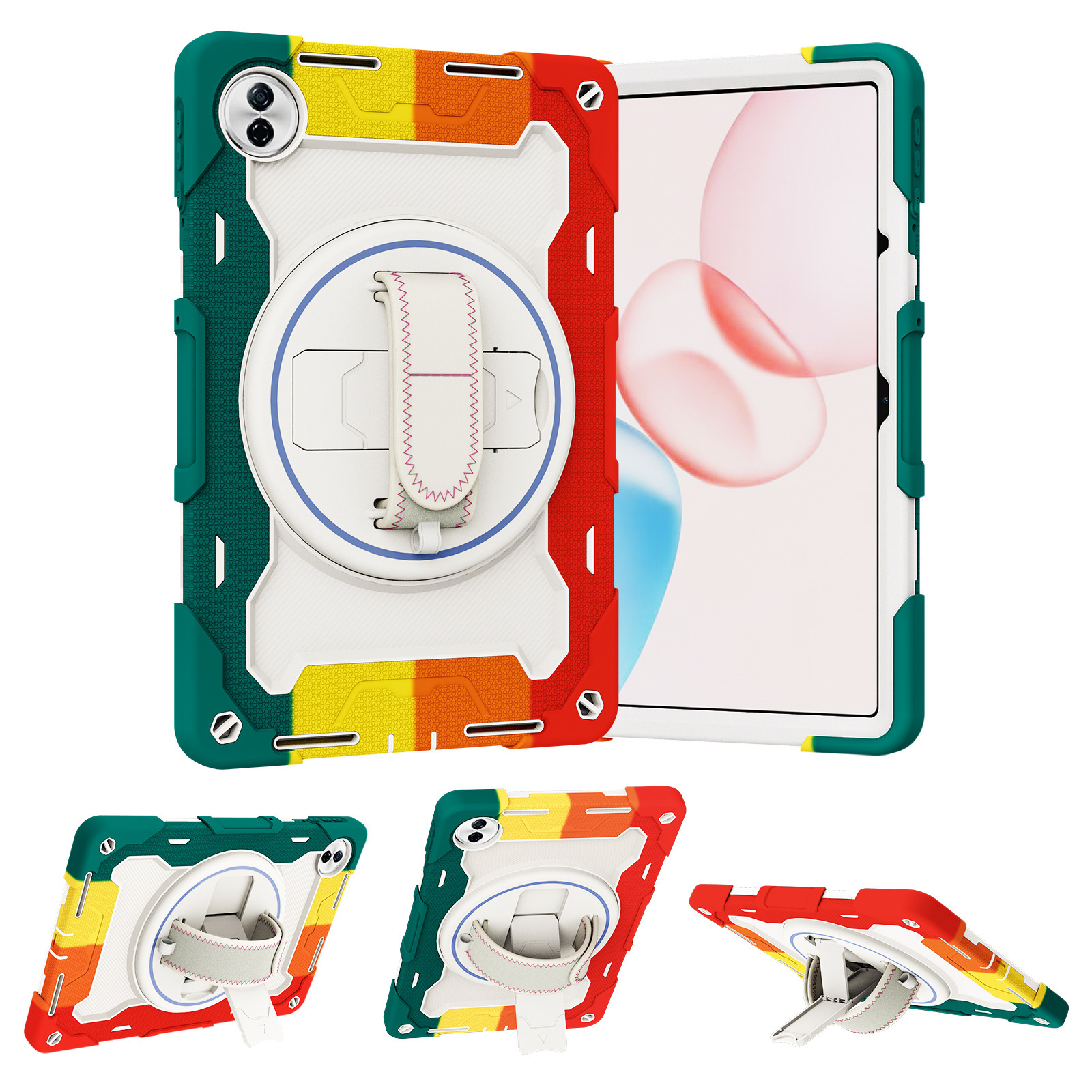 Suitable for Honor Pad10 12.1inch Tablet Case Rotating Stand Hand Strap Silicone Kidsren's Anti-Fall Protective Cover