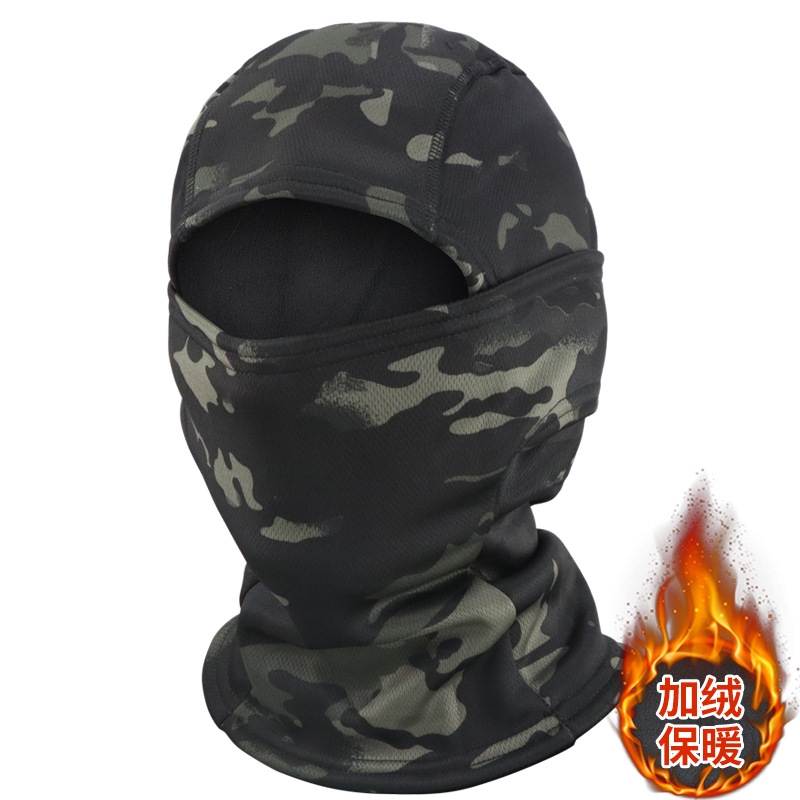 Camuflaje más capucha de terciopelo máscara de ciclismo al aire libre escalada sombrero a prueba de frío máscara táctica cálida protección contra el frío en invierno transfronterizo