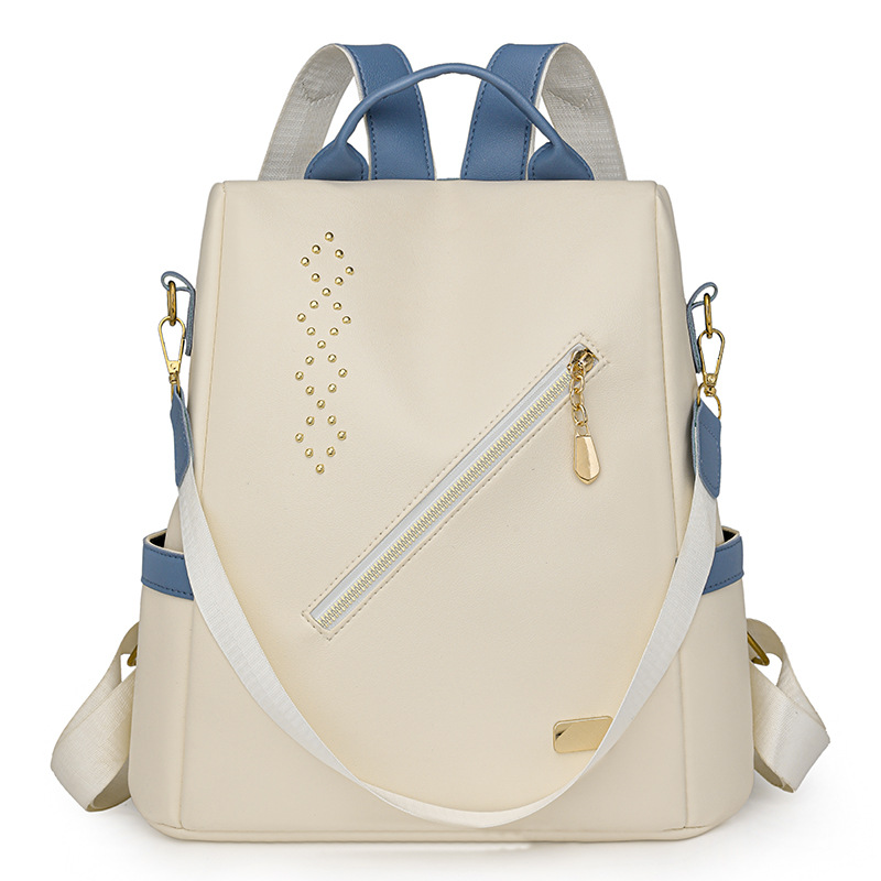 Mochila de cuero suave para mujer antirrobo transfronteriza 2024 nueva mochila de viaje al aire libre para jugar práctica mochila escolar de gran capacidad