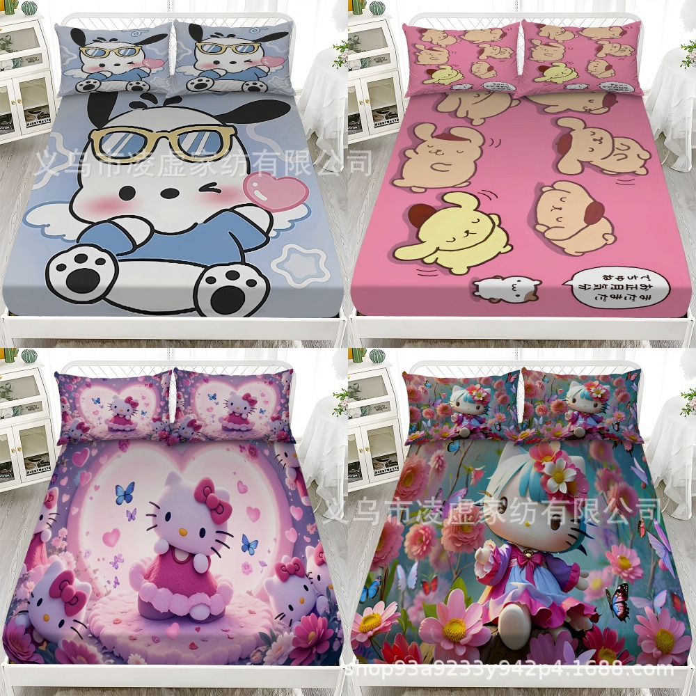 Cross-Border Temu Hot-Selling Fitted Sheet Mattress Protector Source Factory Can Deliver Cartoon Patterns Suitable for Bedrooms and Dormitories