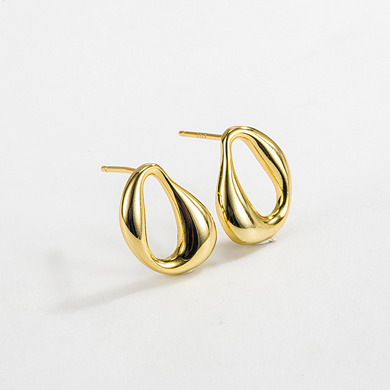 3g Weight 1 Pair 18K Gold Plated Silver Plated 925 Sterling Silver Geometric Earrings Ear Studs