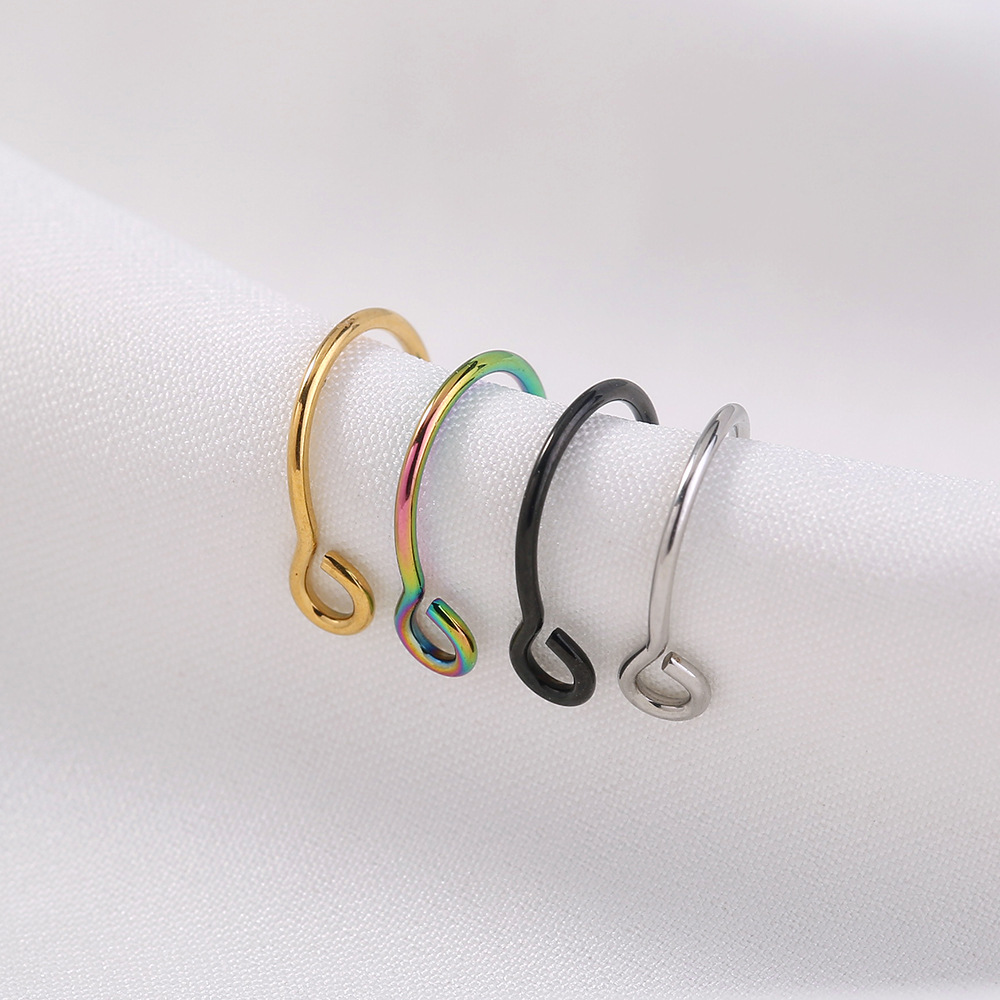 Personality Stainless Steel Fake Nose Nail Nose Hook Set Classic Non-perforated Jewelry Nose Ring display picture 4