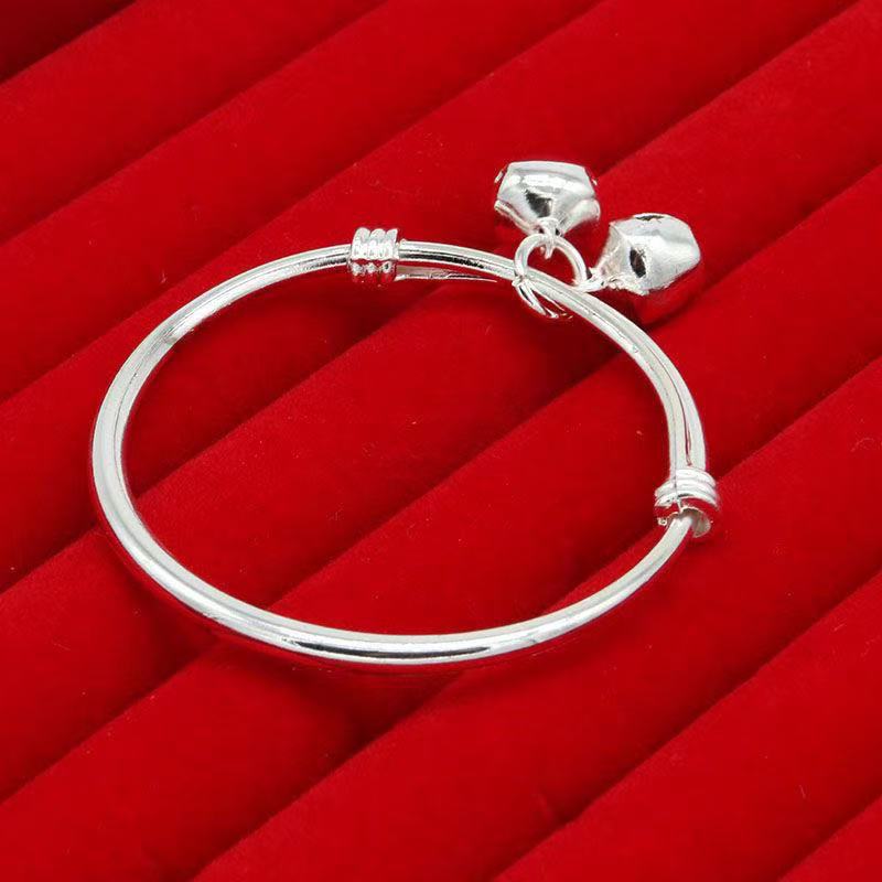 High-quality imitation smooth baby bracelet with bell, children's silver bracelet, children's gold bracelet, children's push-pull bracelet