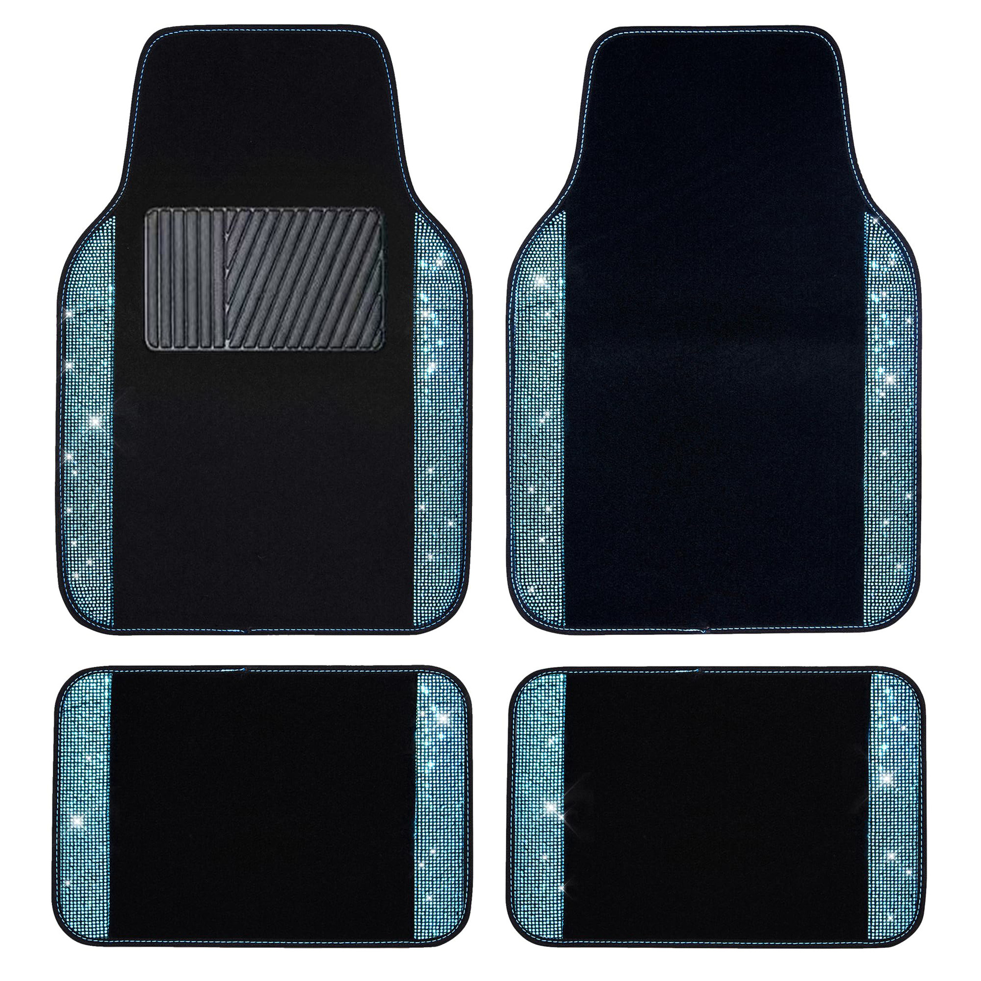 Cross-border universal car floor mats, velvet with sparkling rhinestones, full crystal anti-slip PVC car interior floor mats