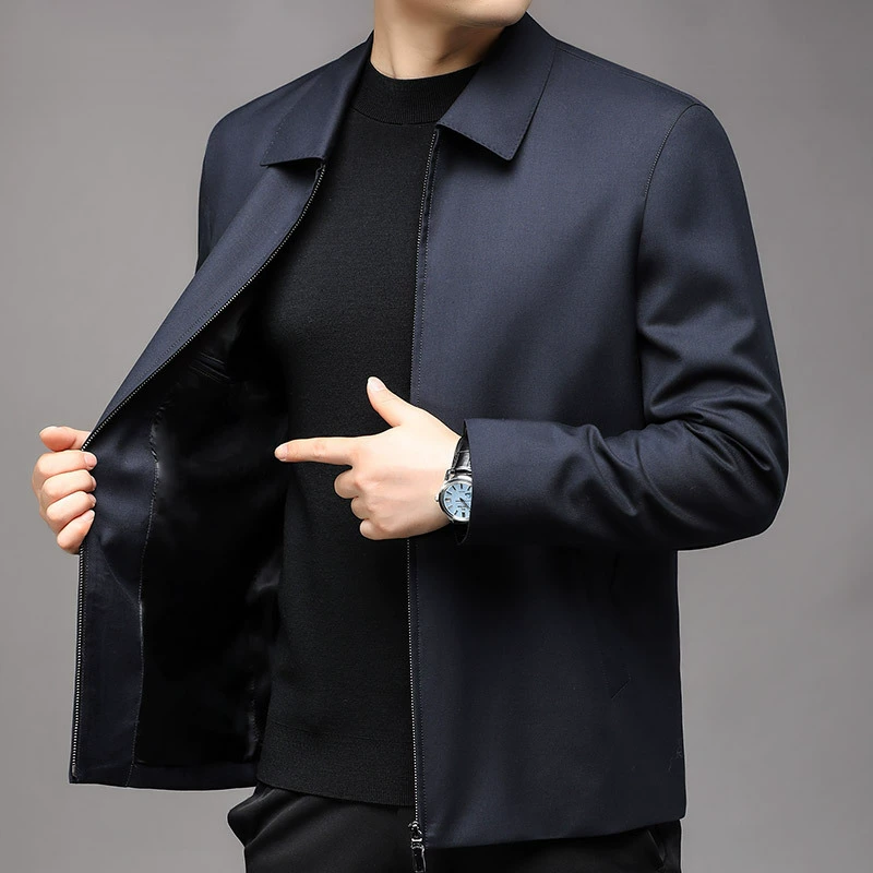 Пуховик-демисезон Shengcai Bao Woolen Jacket Coat в скрытом зелёном цвете - молния спереди, подкладка, размеры M до 3XL