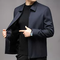 Пуховик-демисезон Shengcai Bao Woolen Jacket Coat в скрытом зелёном цвете - молния спереди, подкладка, размеры M до 3XL