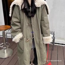 大翻领牛角扣风衣羽绒棉服女2025冬天新款韩版学生派克服棉衣外套