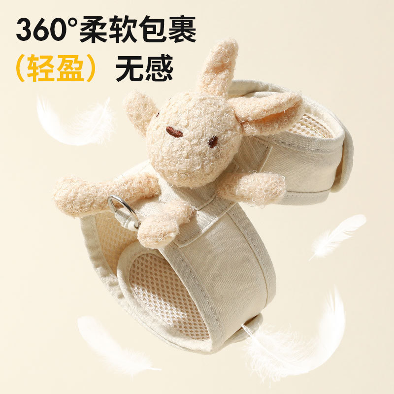 Pet conejo conjunto de pecho y espalda para cachorros, cuerda de tracción para gatos pequeños, artículos de correa de trabajo convenientes para evitar la liberación