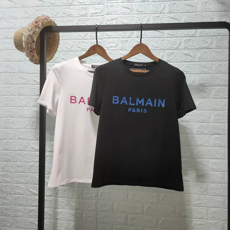2026 Spring and Summer New Style Balmain Stereo Letter Print Loose Short-Sleeved Balmain Cotton T-Shirt Couple Style