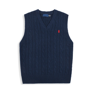 Spring and Autumn Aftmgtey&Baoluo Pony Logo Men's Sweater V Neck Knitted Twist Wool Vest Vest