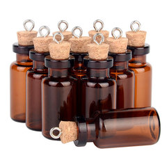 Brown small 3ml glass bottle with tea color synthetic cork stopper, wishing bottle, floating bottle, factory supply