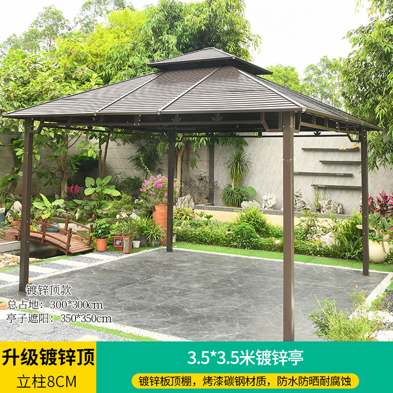 Pabellón al aire libre techo galvanizado pabellón tienda de campaña villa patio jardín terraza punto escénico ocio sombrilla gran cobertizo