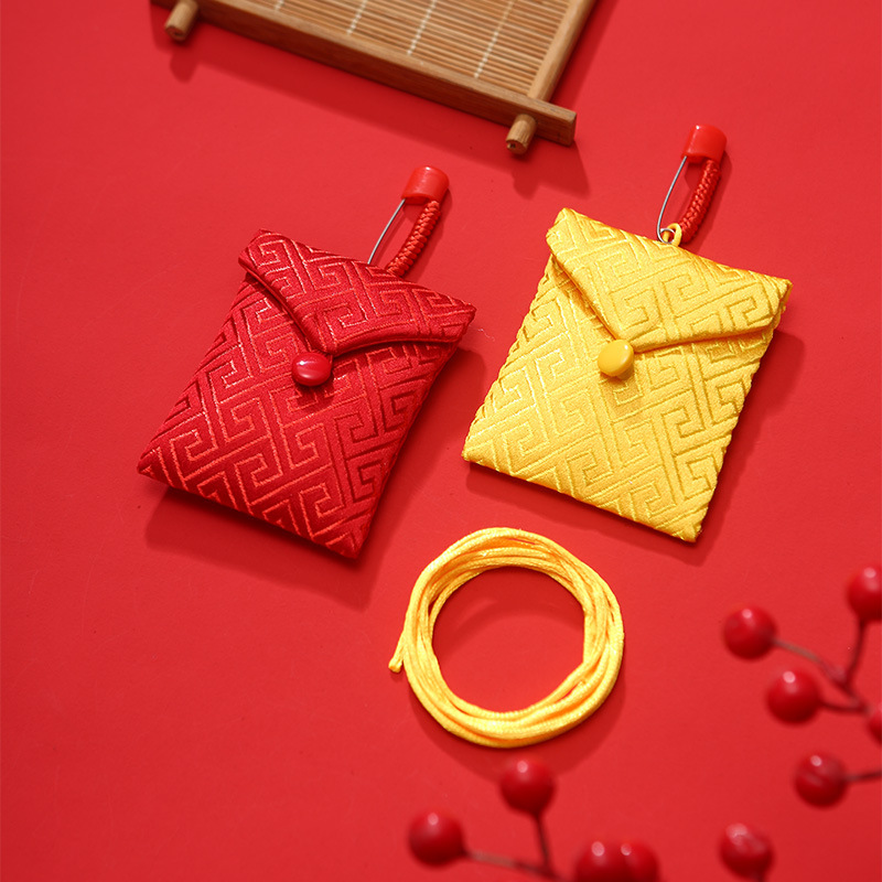 Large Safety Pin Triangle Charm Bag, Neck-Hanging Peace Blessing Bag, Large Amulet Bag, Jewelry Pouch, Empty Bag, Cinnabar Bag