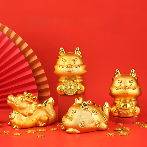 Chinese Zodiac Dragon Year Money Box Cute Cartoon Desktop Decoration New Year Business Wealth-attracting Gift with Logo Wholesale Mascot