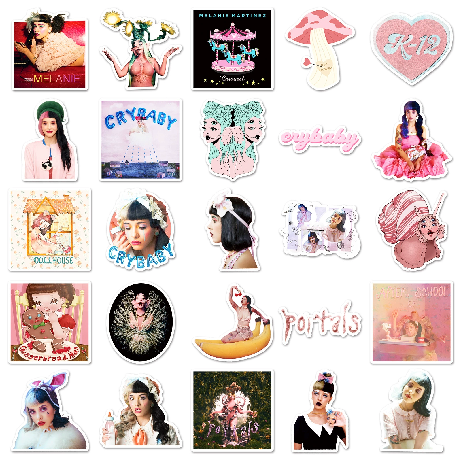Стикеры Мелани Мартинез 50 штук, певица, звезда Melanie Martinez, водостойкие декоративные стикеры