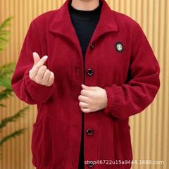 洋気のお母さんの秋冬のベルベットのコートの中で老年の婦人服のカジュアルな短いタイプのコートのおばあさんは秋冬のジャケットを詰めます。