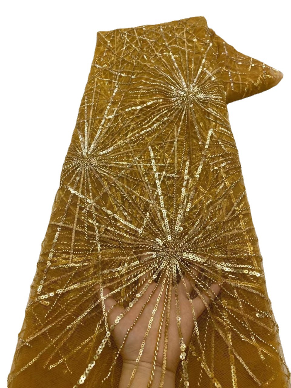 Fuegos artificiales de verano rayas lentejuelas encaje vestido europeo y americano los niños tela bordada JX3556