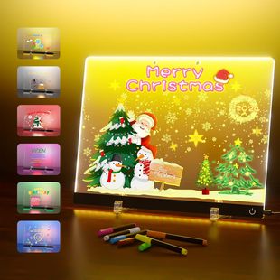 Cross-border illuminated acrylic dry erase board 6-color neon memo LED luminous message board with bracket touch open