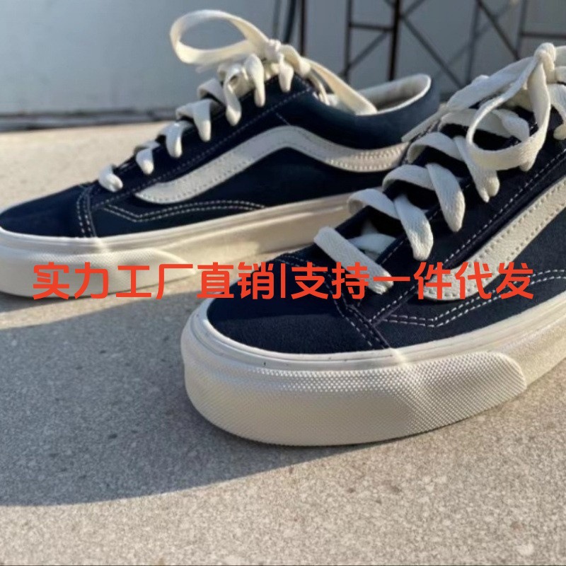 Putian High Version Vans Canvas Shoes Navy Blue Autum Men's Shoes Non-Slip Casual Sneakers Women's Shoes Low-Cut Canvas Shoes