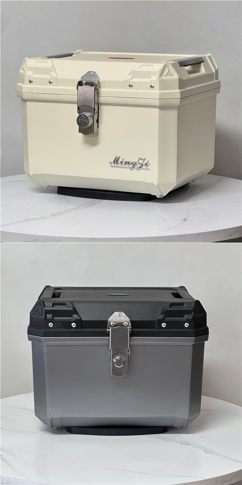 45L motorcycle tail box with a large capacity, suitable for electric scooters; a universal tail box storage container made of aluminum alloy