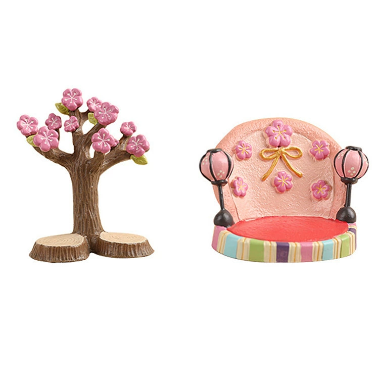 Японский стиль лотос cherry blossoms газон большое дерево цветы ствол забавные handmade украшения из смолы микро ландшафт настольная игрушка маленькие украшения