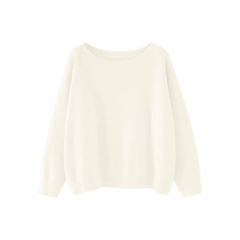 Gentle Style Solid Color Basic Sweater, Loose Fit with Dropped Shoulders, Round Neck, Soft and Skin-Friendly, Versatile Base Knitwear