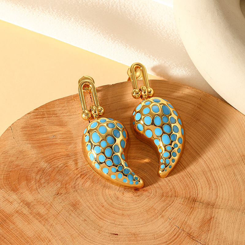 All Seasons Season 1 Pair IG Style Water Droplets Enamel Plating Titanium Steel Drop Earrings
