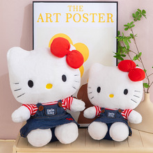 新款牛仔背带裙HelloKitty经典系列毛绒公仔可爱玩偶抱枕女生礼物