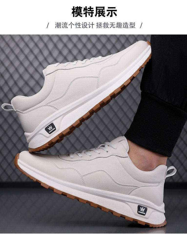 Giày thể thao nam sneaker cổ thấp đế dày, dây buộc, mũi tròn, phong cách năng động — GX129 màu trắng, GX129 màu đen chi tiết 14